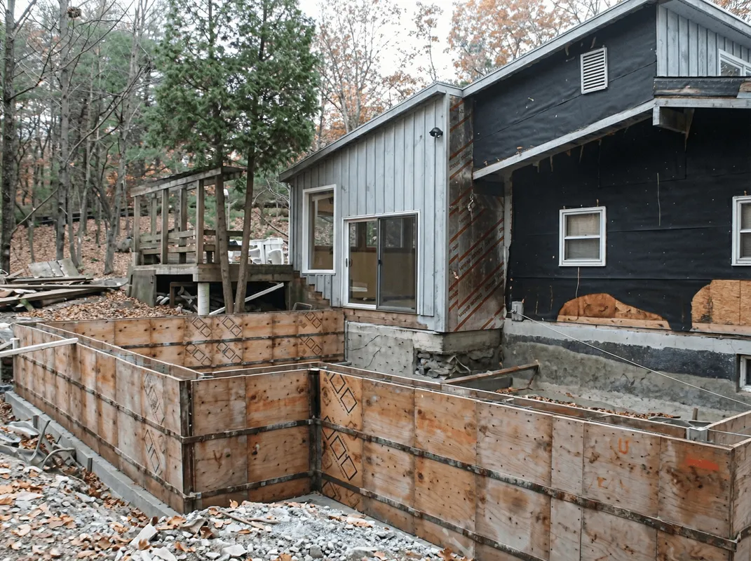 Prepared site with foundation forms for home remodeling and addition project in Columbia, SC